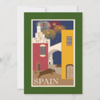 Vintage Travel Poster Spanien Malerei Feuerwerk