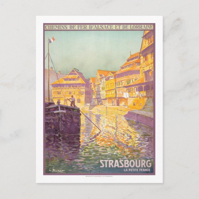 Vintage Travel Poster, Straßburg Postkarte (Vorderseite)