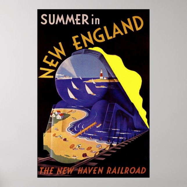 Vintage Travel Poster / Summer in New England (Vorne)