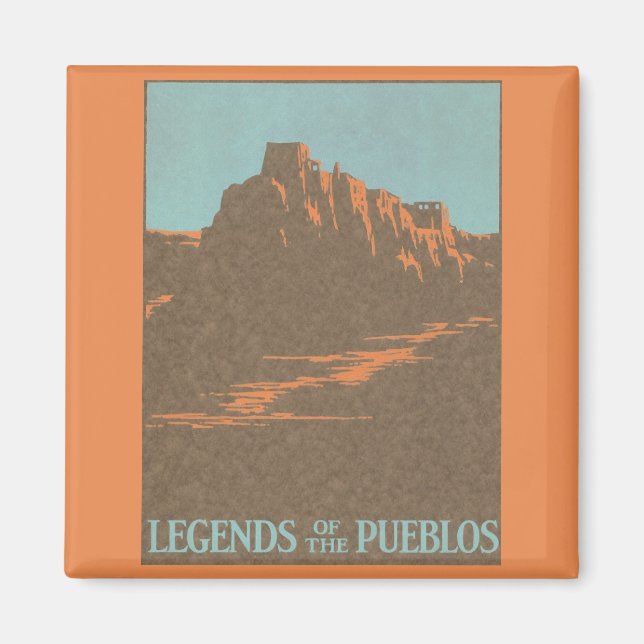 Vintage Travel Poster, Taos Pueblos, New Mexico Magnet (Vorne)