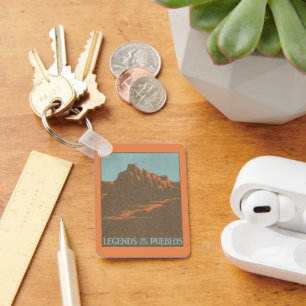 Vintage Travel Poster, Taos Pueblos, New Mexico Schlüsselanhänger