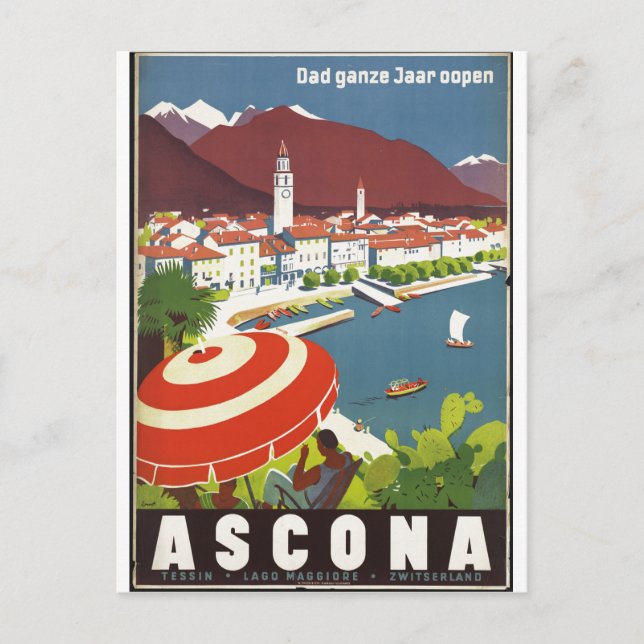 Vintage Travel Poster und Retro Prints Postkarte (Vorderseite)
