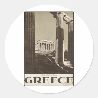 Vintage Travel Poster und Retro Prints Runder Aufkleber