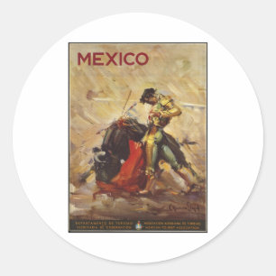 Vintage Travel Poster und Retro Prints Runder Aufkleber