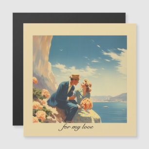 Vintage Travel Poster, Valentine personalisierbar Magnetkarte