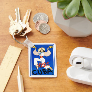 Vintage Travel Poster, Visit Havana Cuba, Maracas Schlüsselanhänger