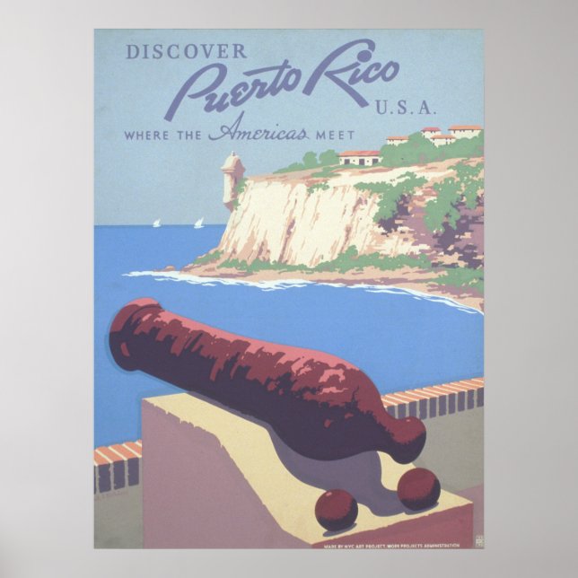 Vintage Travel Poster Werbung Puerto Rico (Vorne)