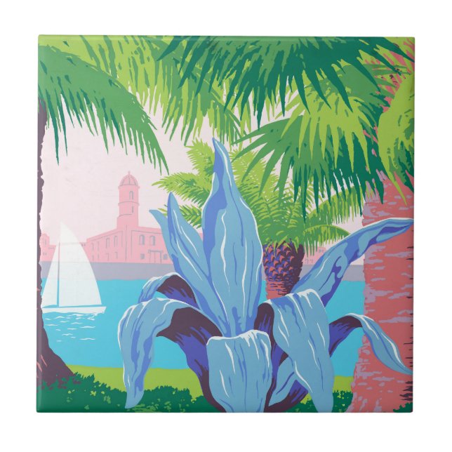 Vintage Travel Poster Werbung Puerto Rico 2 Fliese (Vorderseite)