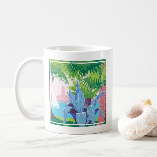 Vintage Travel Poster Werbung Puerto Rico 2 Kaffeetasse (Mit Donut)