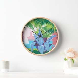 Vintage Travel Poster Werbung Puerto Rico 2 Uhr