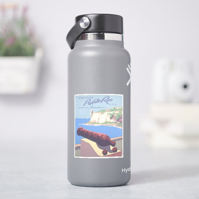 Vintage Travel Poster Werbung Puerto Rico Aufkleber (HydroFlask)