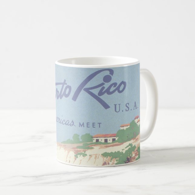 Vintage Travel Poster Werbung Puerto Rico Kaffeetasse (VorderseiteRechts)