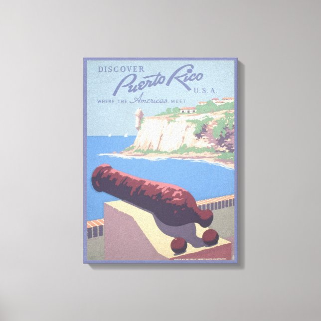Vintage Travel Poster Werbung Puerto Rico Leinwanddruck (Vorderseite)