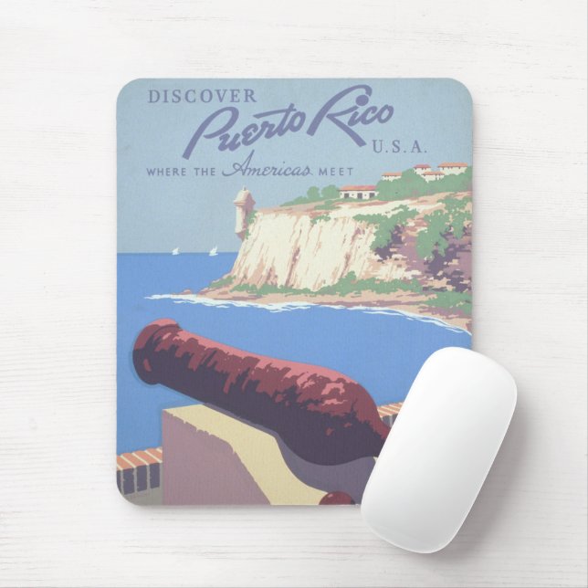 Vintage Travel Poster Werbung Puerto Rico Mousepad (Mit Mouse)