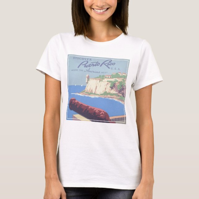 Vintage Travel Poster Werbung Puerto Rico T-Shirt (Vorderseite)