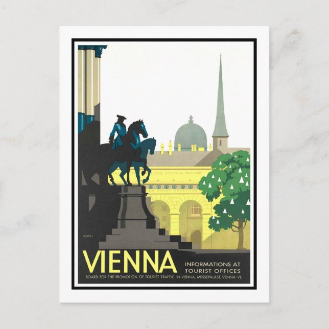 Vintage Travel Poster, Wien Postkarte (Vorderseite)