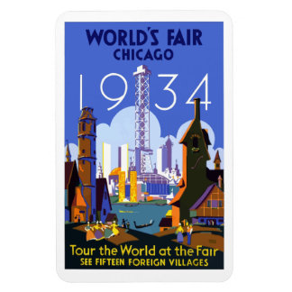Vintage travel poster World's Fair Chicago 1934, Magnet