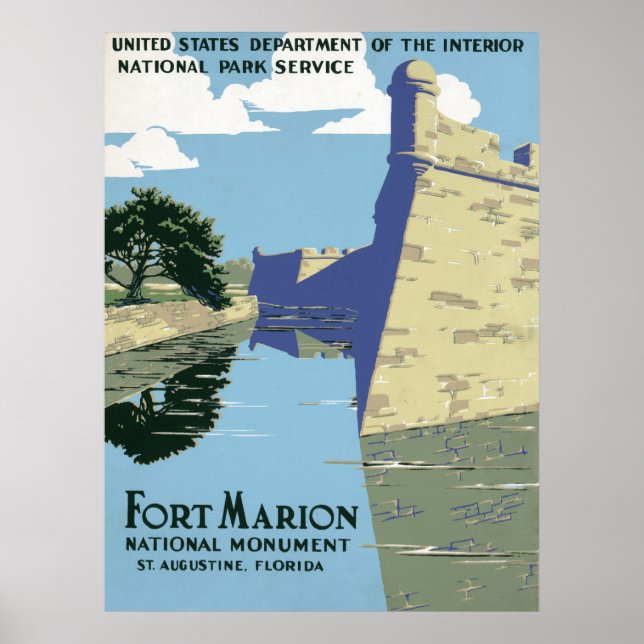 Vintage Travel Poster zeigt Fort Marion (Vorne)