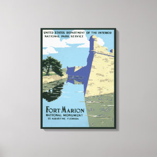 Vintage Travel Poster zeigt Fort Marion Leinwanddruck