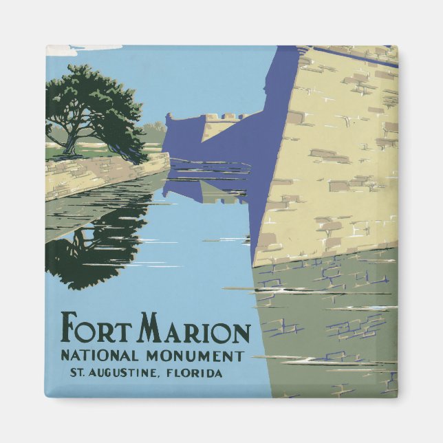 Vintage Travel Poster zeigt Fort Marion Magnet (Vorne)