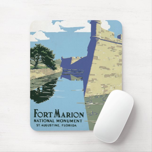 Vintage Travel Poster zeigt Fort Marion Mousepad (Mit Mouse)