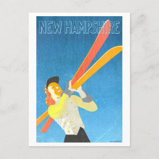 Vintage Travel Poster zum Skifahren in New Hampshi Postkarte
