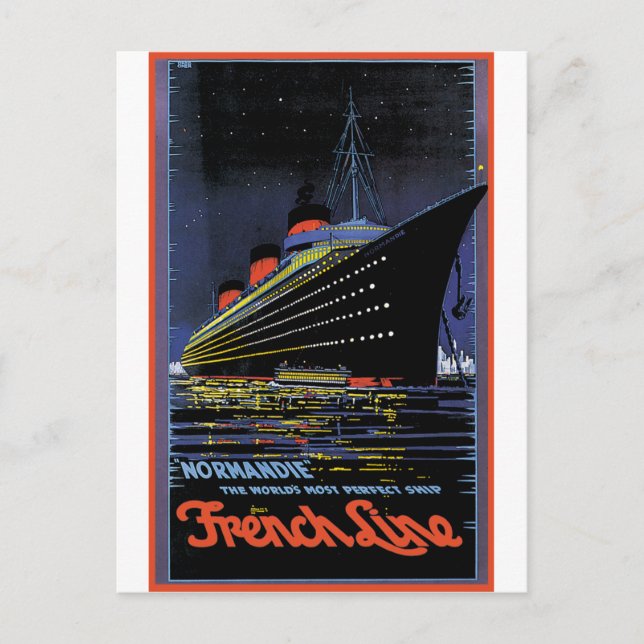 Vintage Travel Posters: Französische Linie Normand Postkarte (Vorderseite)