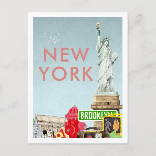 Vintage Travel Postkarte | New York (Vorderseite)