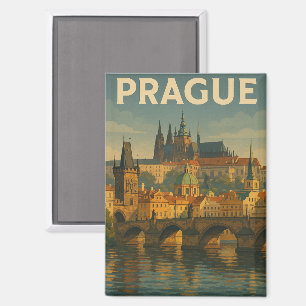 Vintage Travel Prag Tschechien Magnet