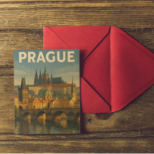 Vintage Travel Prag Tschechien Postkarte