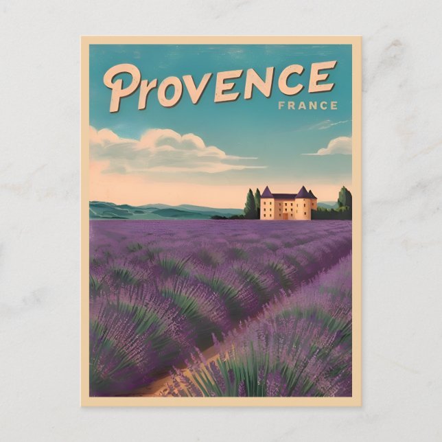 Vintage Travel Provence France Retro Landschaftlic Postkarte (Vorderseite)