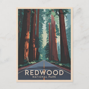 Vintage Travel Redwood Nationalpark Retro Landscha Postkarte