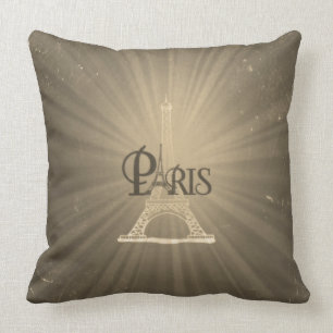 Vintage Travel Retro Style Eiffelturm Paris Grau Kissen