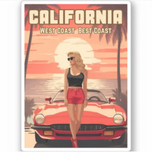 Vintage Travel Retrowave 80er California Sunset Aufkleber