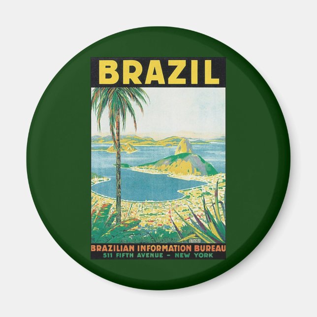 Vintage Travel Rio de Janeiro Brasilien Küstenstra Magnet (Vorne)