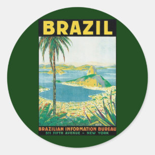 Vintage Travel Rio de Janeiro Brasilien Küstenstra Runder Aufkleber