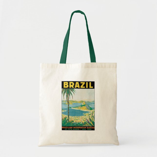 Vintage Travel Rio de Janeiro Brasilien Küstenstra Tragetasche (Vorne)