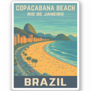 Vintage Travel Rio de Janeiro Copacabana Strand Aufkleber
