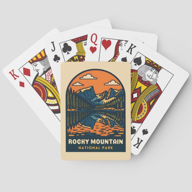 Vintage Travel Rocky Mountain Nationalpark Retro Spielkarten (Rückseite)