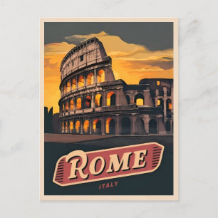 Vintage Travel Rom Italien Kolosseum Retro Landsch Postkarte