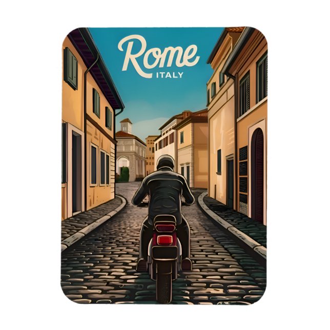 Vintage Travel Rome Italien Retro Graphic Magnet (Vertikal)