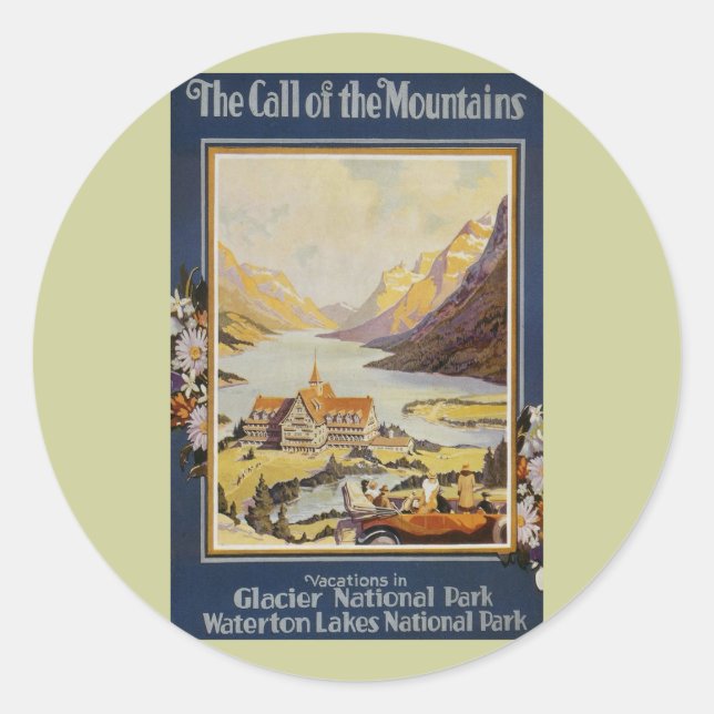 Vintage Travel Runder Aufkleber (Vorderseite)