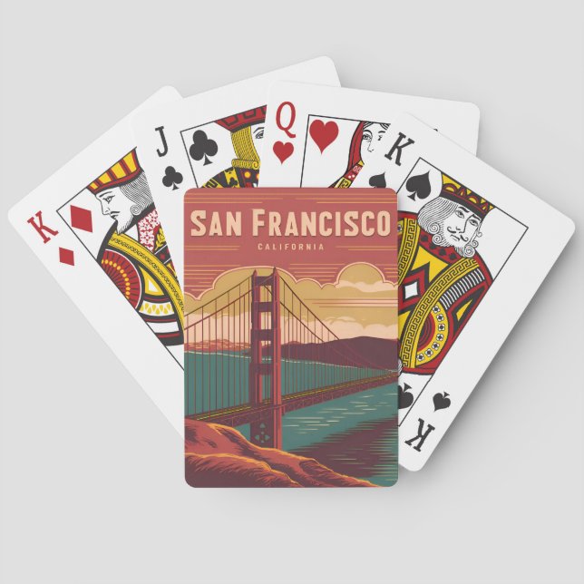Vintage Travel San Francisco Spielkarten (Rückseite)