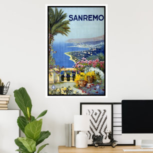 Vintage Travel, San Remo, Italien, italienische Ri Poster