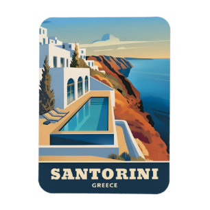 Vintage Travel Santorini Griechenland Küstenlandsc Magnet