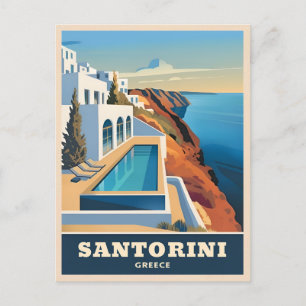 Vintage Travel Santorini Griechenland Küstenlandsc Postkarte