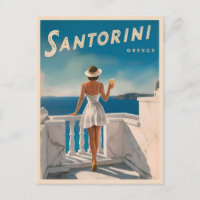 Vintage Travel Santorini Griechenland Retro Landsc