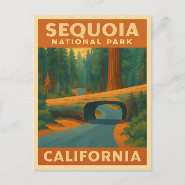 Vintage Travel Sequoia Nationalpark California Postkarte (Vorderseite)