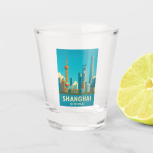 Vintage Travel Shanghai China Retro Landschaftlich Schnapsglas