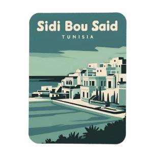 Vintage Travel Sidi Bou sagte Tunesien Retro Sceni Magnet